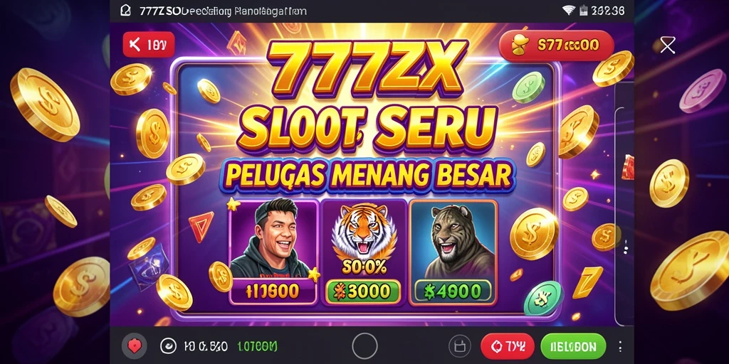 Screenshot gameplay 777ZX menampilkan mesin slot yang menarik.