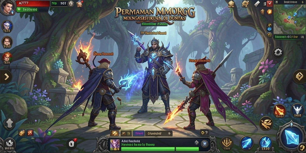 Screenshot A7777 menampilkan aksi seru dalam pertempuran MMORPG.