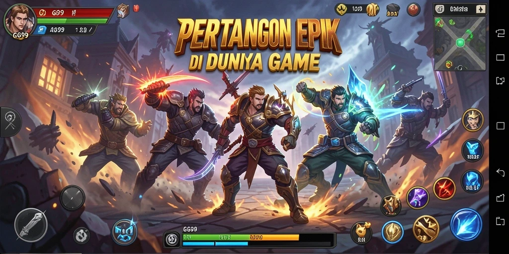 Screenshot menampilkan aksi pertarungan epik dalam GG99.