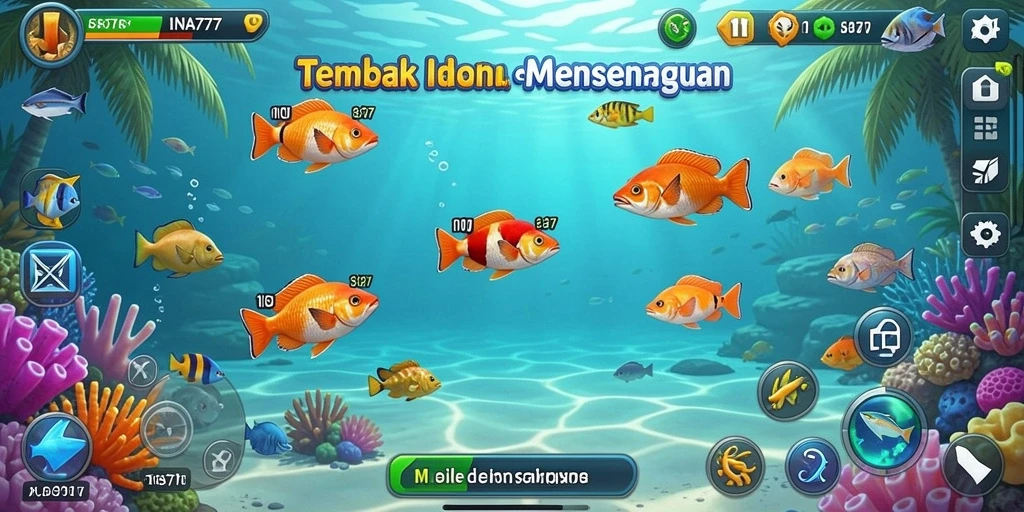Screenshot gameplay INA777 menampilkan aksi menembak ikan yang seru dan intens.