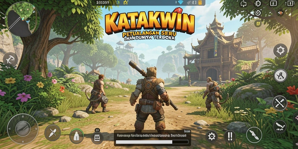 Screenshot gameplay KATAKWIN menampilkan petualangan menarik di dunia terbuka.