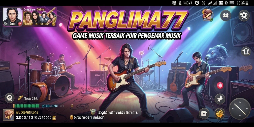 Screenshot gameplay PANGLIMA77 yang menunjukkan interaksi pengguna dengan musik.