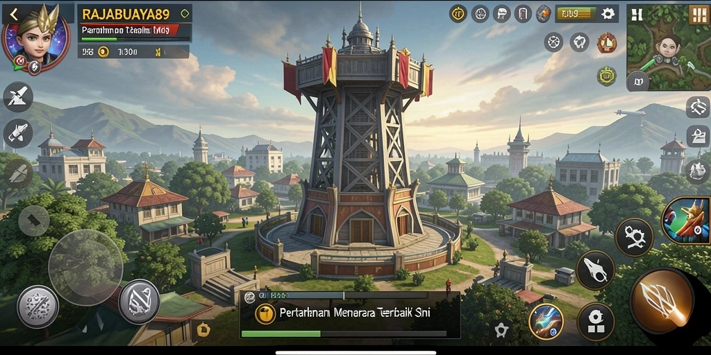 Tampilan gameplay menakjubkan dari RAJABUAYA89 di Tower Defense.