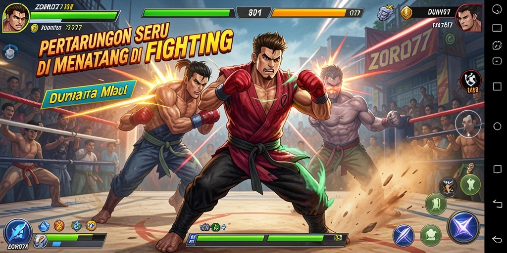 Tampilan aksi seru dalam gameplay ZORO77 yang mendebarkan.